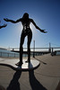 "Passages" : Dan Das Mann & Karen Cusolito's 30' welded sculptures of mother & child, first exhibited at Burning Man, made of recycled metal objects, including horseshoes, herons and a kitchen sink.  Currently installed at Peir #14 on the San Francisco Embarcadero.
